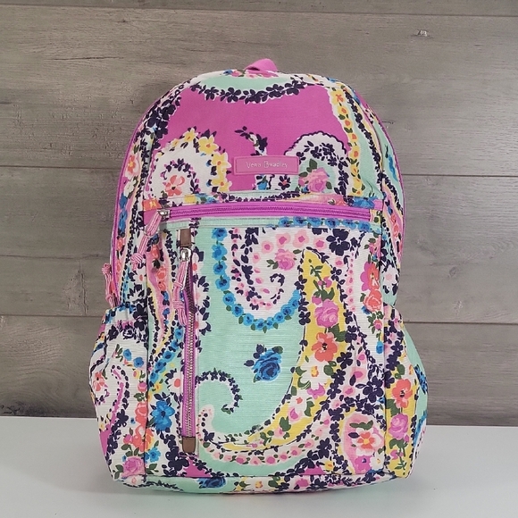 Vera Bradley Handbags - Vera Bradley Pink & Mint Floral Paisley Backpack